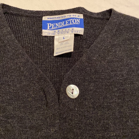 Pendleton Sweaters - Great Vintage Pendleton dark grey wool cardigan, LP